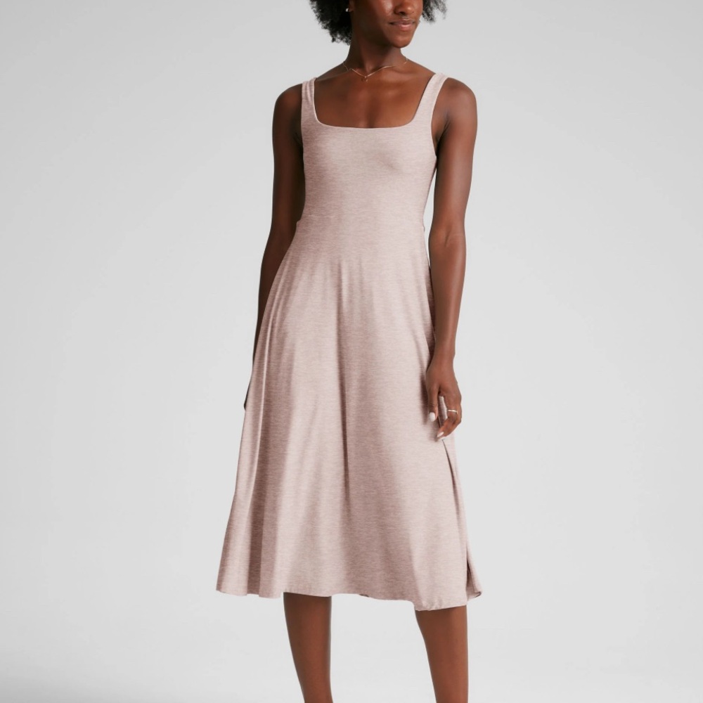 Beyond Yoga Pink Square Neck Midi Sundress